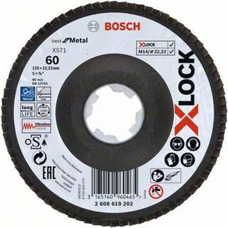 BOSCH X-LOCK-rondelslibeskiver, vinklet version, med fiberbundplade og en diameter på 125mm, G60, X571, Best for Metal, 1stk.