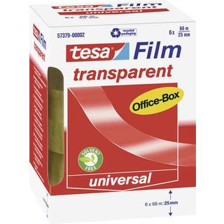 tesa film office tape - 25 mm x 66 m - transparent (pack of 6)