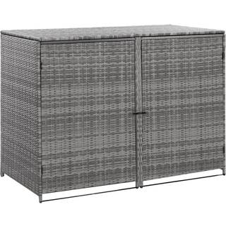 dobbelt skraldespandsskjuler 148x77x111 cm polyrattan grå