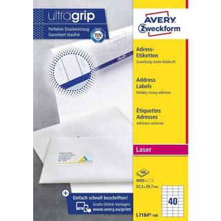 Avery L7184-100 Adresse etiketter små kuverter 40 pr. ark 52.5x29.7 100 ark