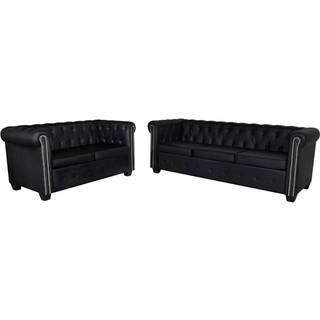 2-personers og 3-personers Chesterfield sofaer kunstlæder hvid