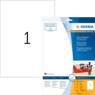 Herma etiket Special Inkjet 210x297mm glossy, 10 ark, 1 etiket, hvid