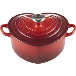Le Creuset Signature støbejern hjertegryde med hjerteformet knop Ø 20 cm cerise