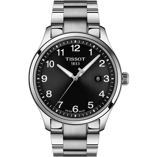 TISSOT Gent XL armbåndsur i stål med lænke og sort skive