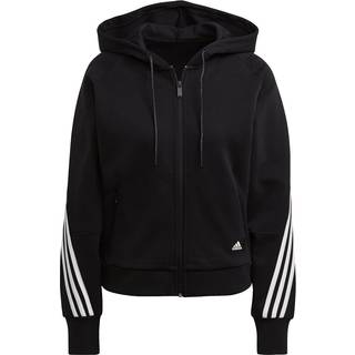 Essentials French Terry 3-Stripes Full-Zip hættetrøje - Black / White