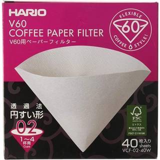 Hario V60 kaffe papir filter 2 kops, 40 stk, VCF-02-40W