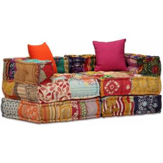 2-personers modulpuf stof patchwork
