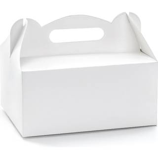 10 stk. Kageæsker med håndtag, hvid karton, 19x14x9 cm, perfekt til kager og smørrebrød, fødevaregodkendt og miljøvenlig