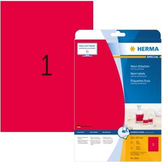 Herma selvlysende etiket 210x297 neon gul, 1 etiket, 20 ark