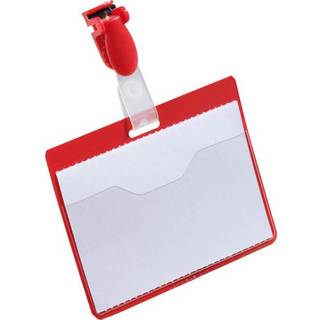 Durable kongresmærke med stropklemme tværformat 60x90mm Blå