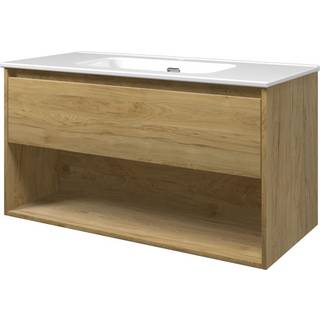 Sanibell Proline møbelsæt 100 x 46 cm, 1 skuffe, og åben hylde. Ideal eg
