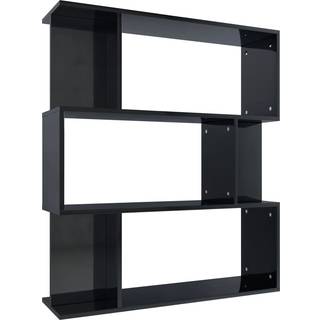 bogreol/rumdeler 80x24x96 cm konstrueret træ sort