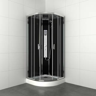Allibert GIPSY rund brusekabine, 90 x 90 x 225 cm, sorte profiler