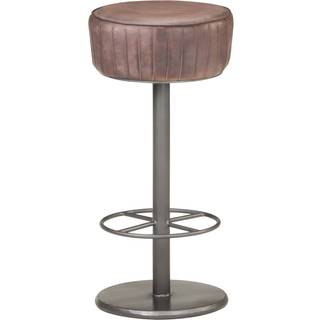 Barstol i metal og velour H86 - 107 cm - Sort/Brun