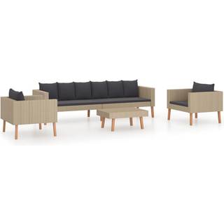 loungesæt til haven 4 dele med hynder polyrattan sort