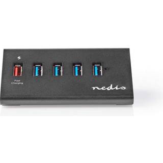 Nedis UHUBUP3510BK - hub - 5 ports USB hub - USB 3.2 - 5 ports - Sort