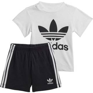 adidas originaler unisex baby trefoil shorts tee s?t t shirt hvid/sort 3 m?neder os