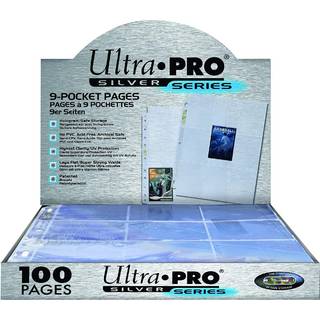 Ultra Pro - Silver 9-Pocket Pages (11 Hole) Display (100 Pages) - Kort Tilbehør