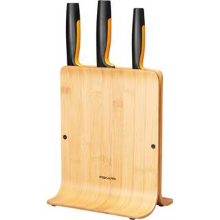 Fiskars Functional Form Bamboo knife block 3 knives