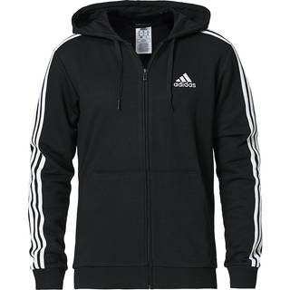 Essentials French Terry 3-Stripes Full-Zip hættetrøje - Black / White - L
