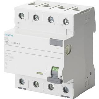 Siemens Hpfi 4-polet type b 63a 30 ma 400vac korttidsforsinket