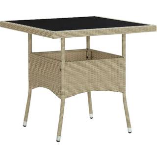 udendørs spisebord polyrattan og glas grå