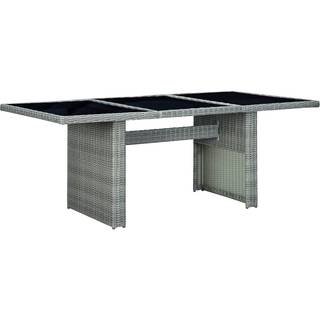 havebord polyrattan og hærdet glas mørkegrå