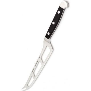 Güde Alpha Weichkäsemesser 15 cm gezahnt - CVM-Messerstahl - Griffschalen Hostaform - Schwarz,Silber