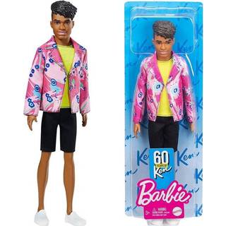 Barbie Ken 60 -års jubilæumsdukke 3 i throwback rocker look med neon top shorts & sko til børn 3 til 8 år gamle