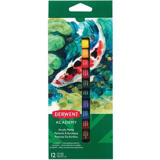 Academy akrylfarver 12 ml, 12 stk. Derwent 2302401 (6 æsker)