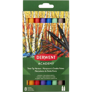 Derwent Twin Tip markere penselspids/finspids, 8 stk