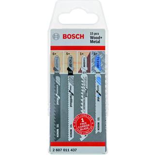 BOSCH Stiksavklinge til træ og metal, T-skaft, 15 dele