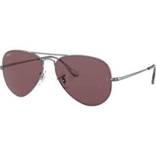 Ray - Ban Unisex RB3689 AVIATOR METAL II 004/AF Solbriller Metal Grå Violet Pilot Polariseret