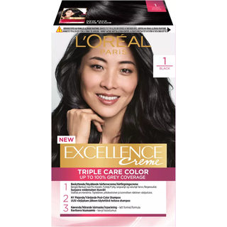 Permanent hårfarve 1 Black m. pro-keratin, ceramid og kollagen (På lager i varehus)