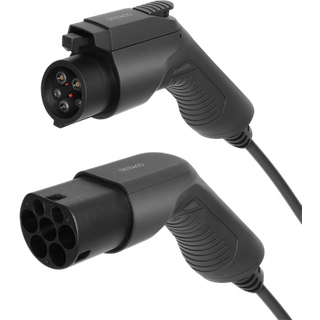 Deltaco e-Charge EV-1103 opladningskabel til elbiler, type 2 til type 1, 1 fase, 16 A, 3,6 kW, 7 meter, sort