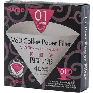 V60 Filter Paper Kaffefilter - 01 - 40 stk - Natural