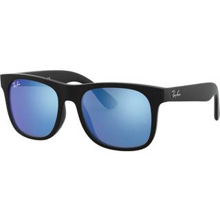 Ray - Ban Børn RJ9069S JUNIOR JUSTIN 702855 Solbriller Injiceret Sort Blå Firkantet Spejlet Spejl