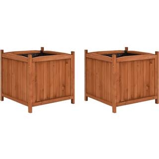 Højbede 2 Stk. 50X50X50 Cm Massivt Fyrretræ