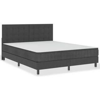 Seng Med Boxmadras Stof Mørkegrå - Tuftet hovedgærde 24,5 cm sengebund / 160 x 200 cm