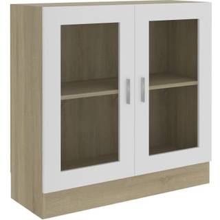 vitrineskab 82,5x30,5x80 cm konstrueret træ hvid