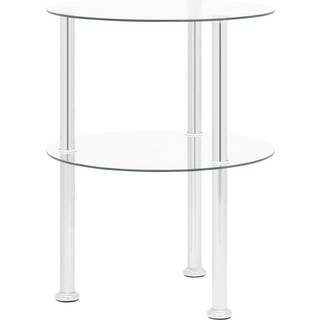 sidebord med hylde 38 cm hærdet glas transparent