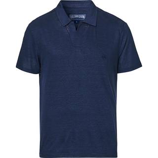Vilebrequin Pyramid Linen Jersey Polo Bleu Marine