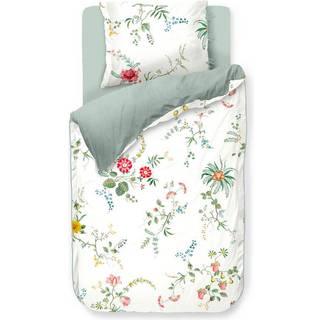 Pip studio sengetøj - 140x200 cm - Fleur Grandeur white - Blomstret sengetøj - Dobbeltsidet sengesæt - 100% bomuld