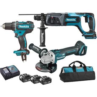 Værktøjssæt Makita DLX3078TX1 (DGA504 + DHR241 + DDF482); 18 V; 3x5,0 Ah batt.