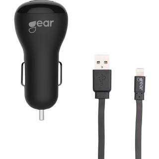 GEAR Charger 12V 1xUSB 1A Black Lightning Cable 1m MFI