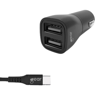 Gear 665092 Oplader 12-24V 2xUSB, 3.4A, Sort, 1m