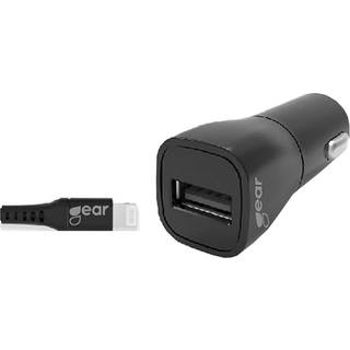 GEAR Charger 12-24V 1xUSB 2.4A Black Lightning cable 1m MFI C89