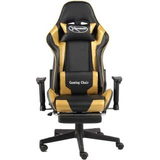drejelig gamingstol med fodstøtte PVC guldfarvet