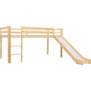 loftseng til børn med rutsjebane og stige fyrretræ 97 x 208 cm