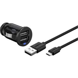 12V Micro-B USB lader - 2 x USB - 2.1 mA - 1 m